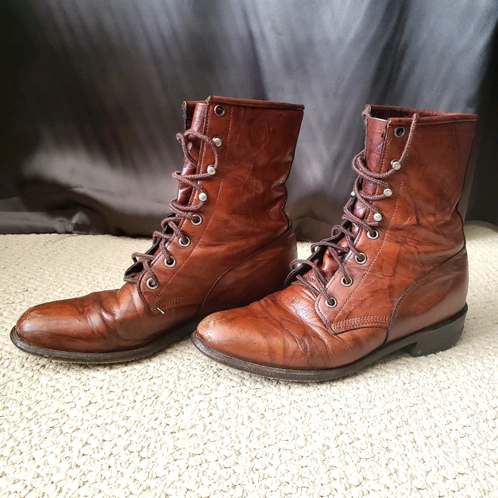 RARE Vintage Justin Lacer Boot Marble Brown